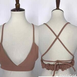 Storets Crop Triangle Tank Top Strappy Criss Cross Back